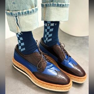 PRADA
Tricolor Brogue Leather Derby Espadrille Sneakers Size 39 In Multicolor 8